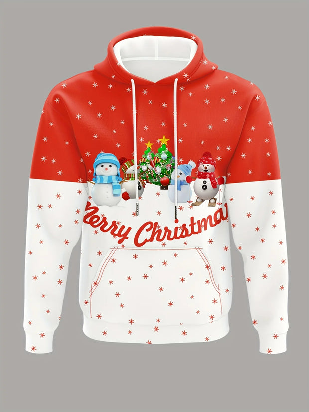Men's Hooded Hoodies Prints Christmas Theme Santa Claus Graphic Sweatshirt Drawstring Long Sleeve Streetwear Tops Men's Clothing