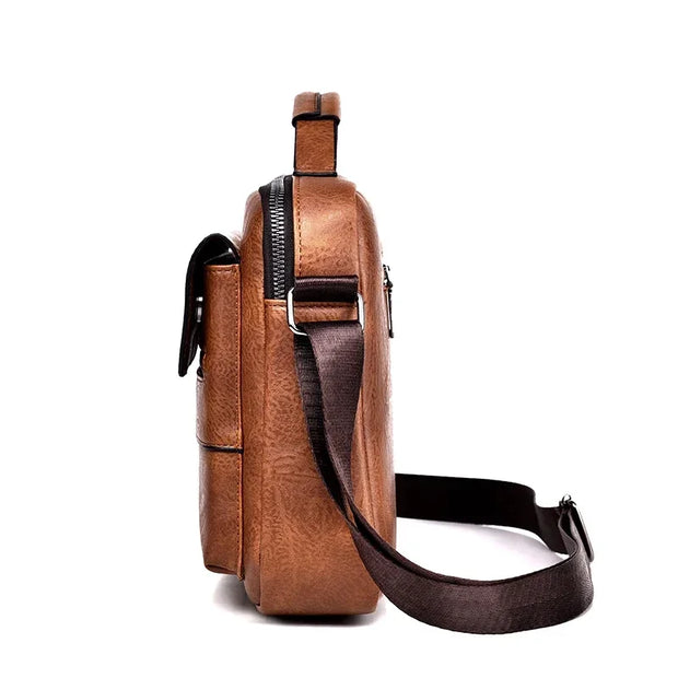 WEIXIER Men's PU Leather Crossbody Messenger Bag – Sleek, Spacious & Versatile