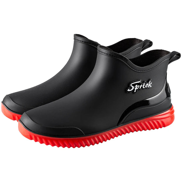 Ankle Rain Boots For Men Integrated forming Simple Waterproof Rain Shoes Toughness Anti-slip Fishing On Work Camping Waterproof