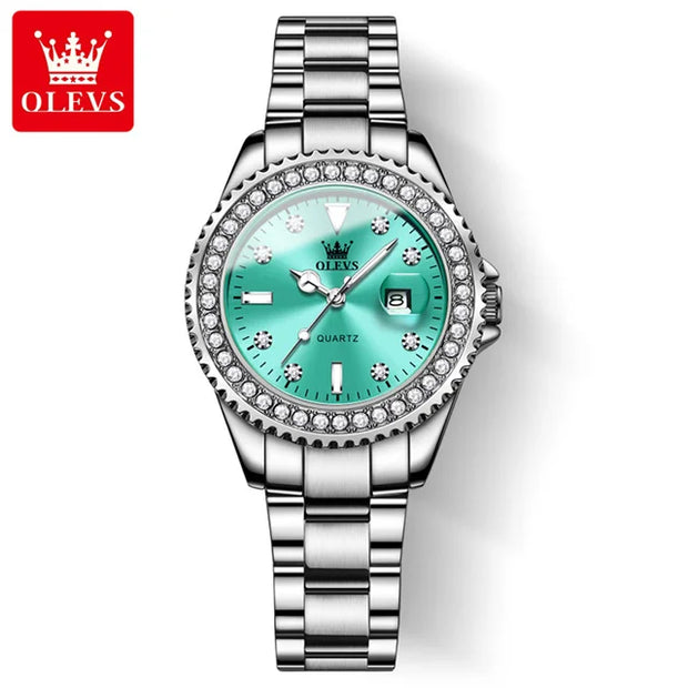Women’s OLEVS Diamond Dial Stainless Steel Quartz Watch