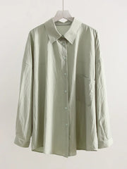 Basic Oversized Button Up Shirts Women Summer Tops Cotton Office Wear Woman Loose Blue Blouses Women Yellow Shirts Long Sleeve