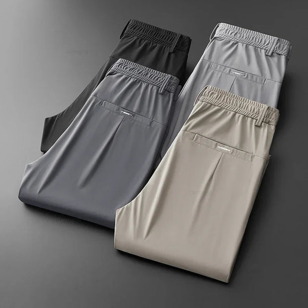 Men’s Ultra-Thin Ice Silk Slim Straight Casual Trousers