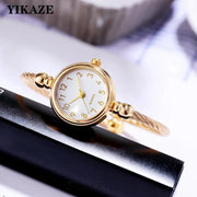 Women’s Luxury Gold Bangle Quartz Watch with Thin Chain