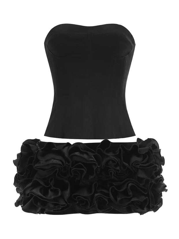 🎀 Birthday Glamour: 2-Piece Red Floral Skirt Set for Women - Perfect for Christmas, Weddings, and Prom Nights! 💃