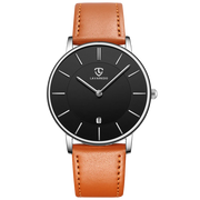 Men’s Minimalist Analog Watch – Date Display, Leather Strap, Fashion-Forward Simplicity