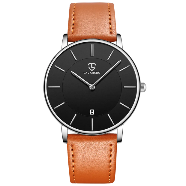 Men’s Minimalist Analog Watch – Date Display, Leather Strap, Fashion-Forward Simplicity