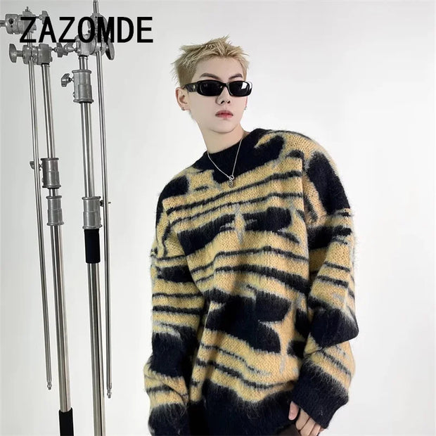 ZAZOMDE Sweaters Men Winter Warm Soft Cozy Hip Hop American Style Fashion Leisure Handsome Knitting Pullovers Classic Advanced