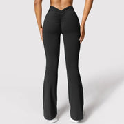 Fashion Micro Horn Leggings Women V-back Waist Sports Pants High Waist Push Up Butt Gym Pants Solid Slim Latin Dance Trousers