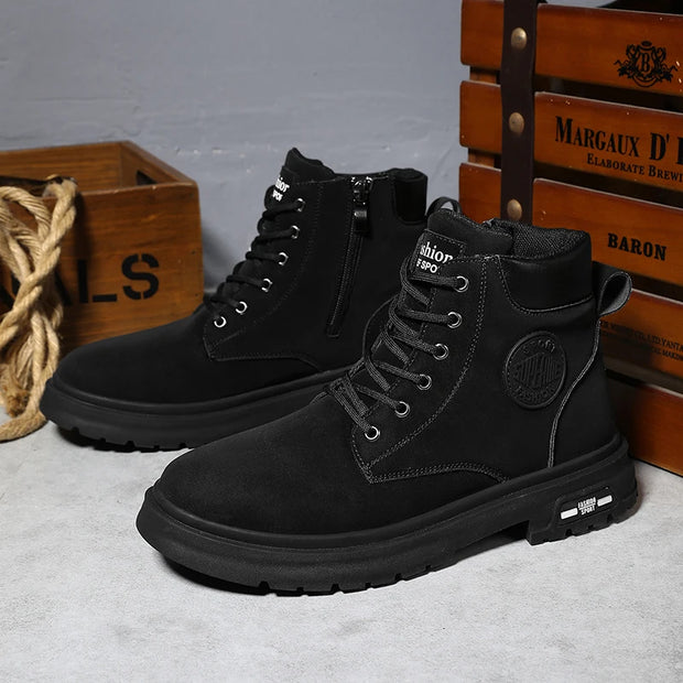 Ankle Boots Men Retro Work Shoes Autumn Winter Thick Bottom High Top Outdoor Boots Leather Waterproof High Quality Chelsea Boots