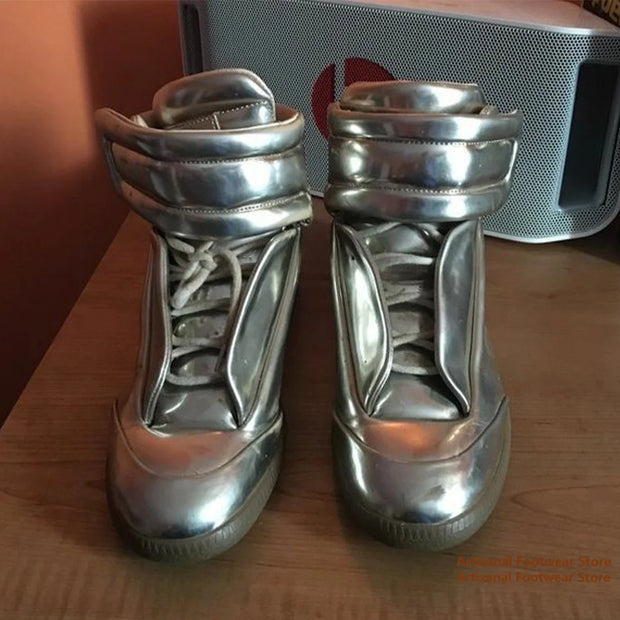 High-Top Sneaker for Men Designer Genuine Leather Outdoor Comfort Flat Trainers Ankle Boot Stylish Trendy Handmade Men Shoes