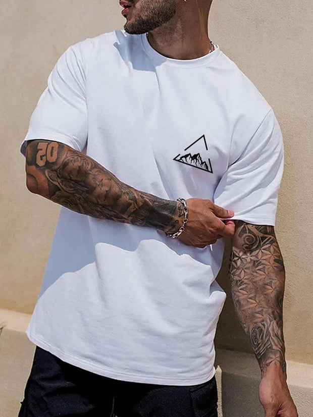 Mountain On Inspirationde Printing T-Shirt Men Oversized Cotton Summer Tshirt Breathable Loose O-Neck Tee Shirts Hip Hop Tees