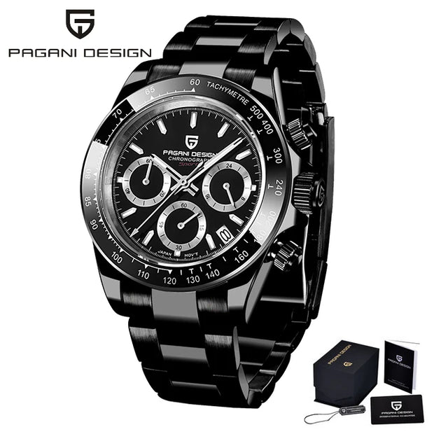 🕰️ PAGANI DESIGN V2 Men's Chronograph Watch – 40mm Quartz, Sapphire Crystal, Stainless Steel