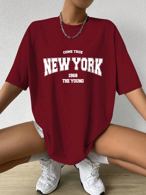 When 1968 The New York Is Young Cotton Woman Tshirts Oversize Daily Tshirts Creativity Streettshirt Individual Casual Clothes