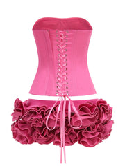 🎀 Birthday Glamour: 2-Piece Red Floral Skirt Set for Women - Perfect for Christmas, Weddings, and Prom Nights! 💃