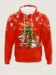 Men's Hooded Hoodies Prints Christmas Theme Santa Claus Graphic Sweatshirt Drawstring Long Sleeve Streetwear Tops Men's Clothing