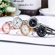 Women’s Luxury Gold Bangle Quartz Watch with Thin Chain