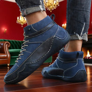 High Fashion Mens's Boots Anti Slip Trendy Patterned Hiking Boots Blue Thick Soled Sports Shoes 2025 New Autumn and Winter Boots