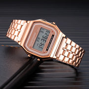 Women’s Elegant Gold & Silver Stainless Steel Digital Watch