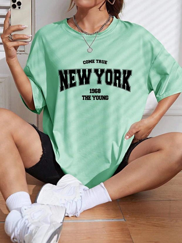 When 1968 The New York Is Young Cotton Woman Tshirts Oversize Daily Tshirts Creativity Streettshirt Individual Casual Clothes