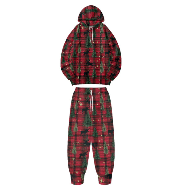 Festive Christmas Hoodies Pants with Holiday Patterns Santa Reindeer Snowman Trees Loungewear Holiday Season Gifts Fall Winter