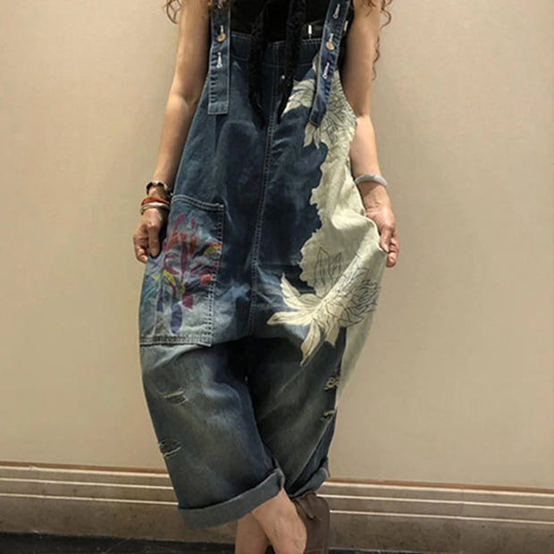 AmaxluluE Women’s 2025 Summer Printed Denim Overalls