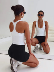 Women's Sleeveless U-Neck Slim Fit Tank – Casual Summer Knit Top