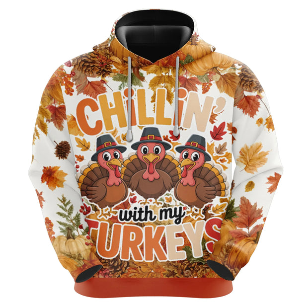 2026   Thanksgiving Hoodies for Men Pullover Sweatshirts, 3D Turkey Fleece Hooded Sweatshirt Series