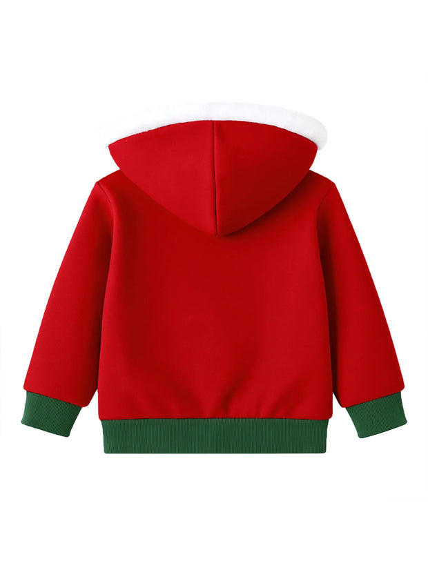 Boys' Christmas Hoodie, Crew Neck with Random Christmas Tree Prints, Family Party Fall & Winter Style