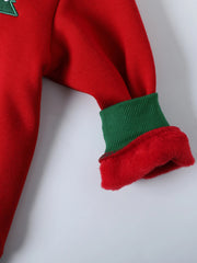 Boys' Christmas Hoodie, Crew Neck with Random Christmas Tree Prints, Family Party Fall & Winter Style