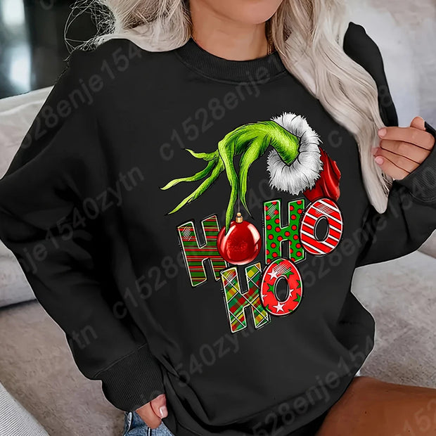 Cozy Christmas Sweatshirts, Women's Crew Neck Letter Print Sweatshirt for Fall & Winter, Casual Fashion Women Xmas Clothing