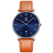 Men’s Minimalist Analog Watch – Date Display, Leather Strap, Fashion-Forward Simplicity