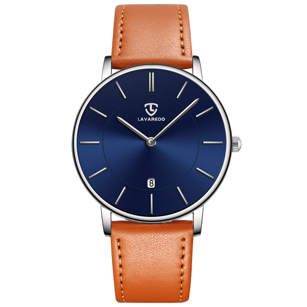 Men’s Minimalist Analog Watch – Date Display, Leather Strap, Fashion-Forward Simplicity