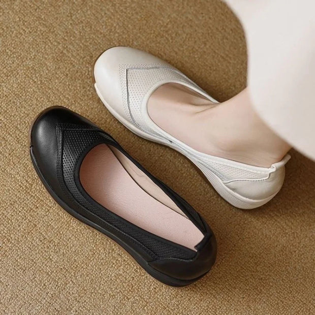 Women's Slip-On Wedge Flats - Minimalist Casual Shoes with Cushioned Sole & Stable Low-Heel Design for Everyday Comfort